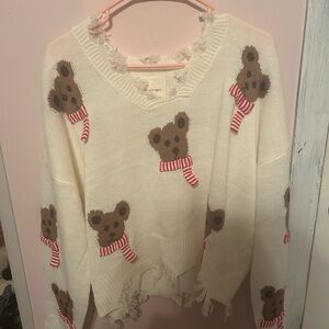 Cozy White Bear Pattern Sweater